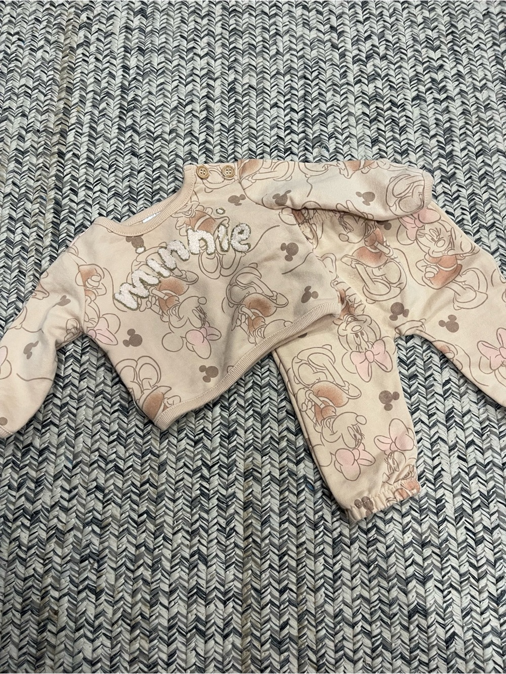 Minnie Mouse Beige Baby Sweatshirt & Pants Set newborn